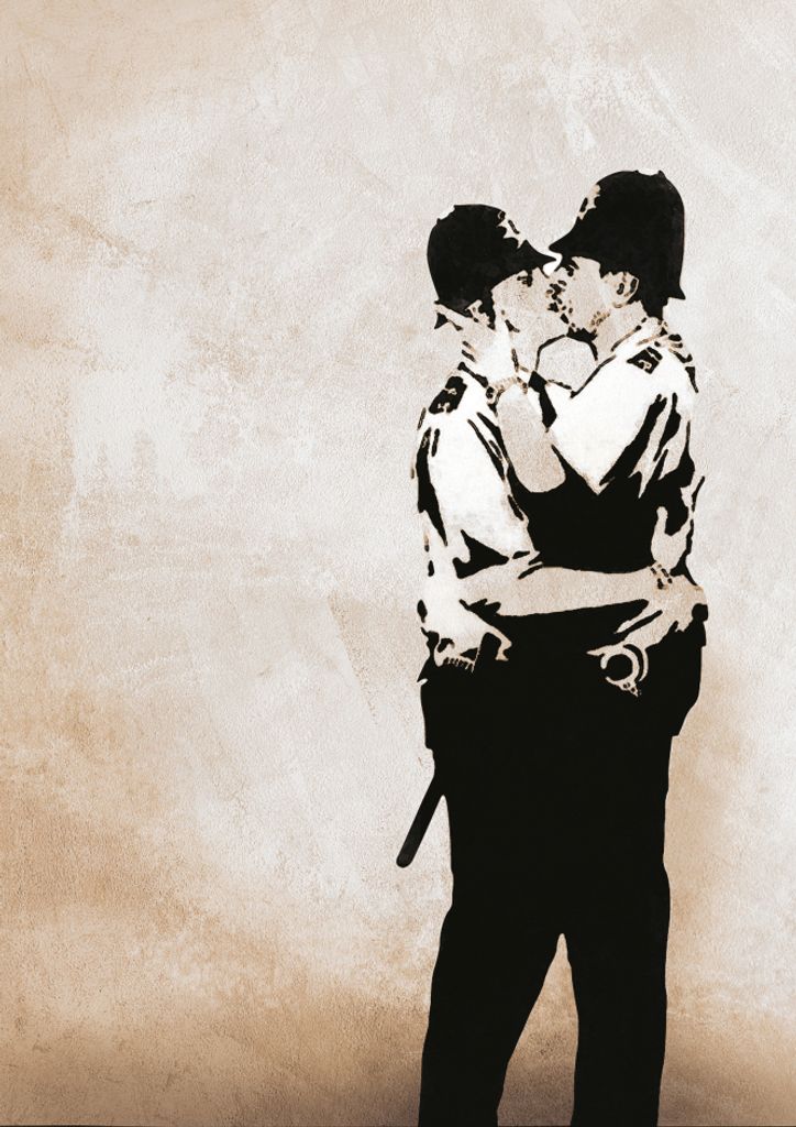 Banksy Kunstdruck Bild - Küssende Polizisten, Bobbies, Kissing Coppers (120 x 80 cm)