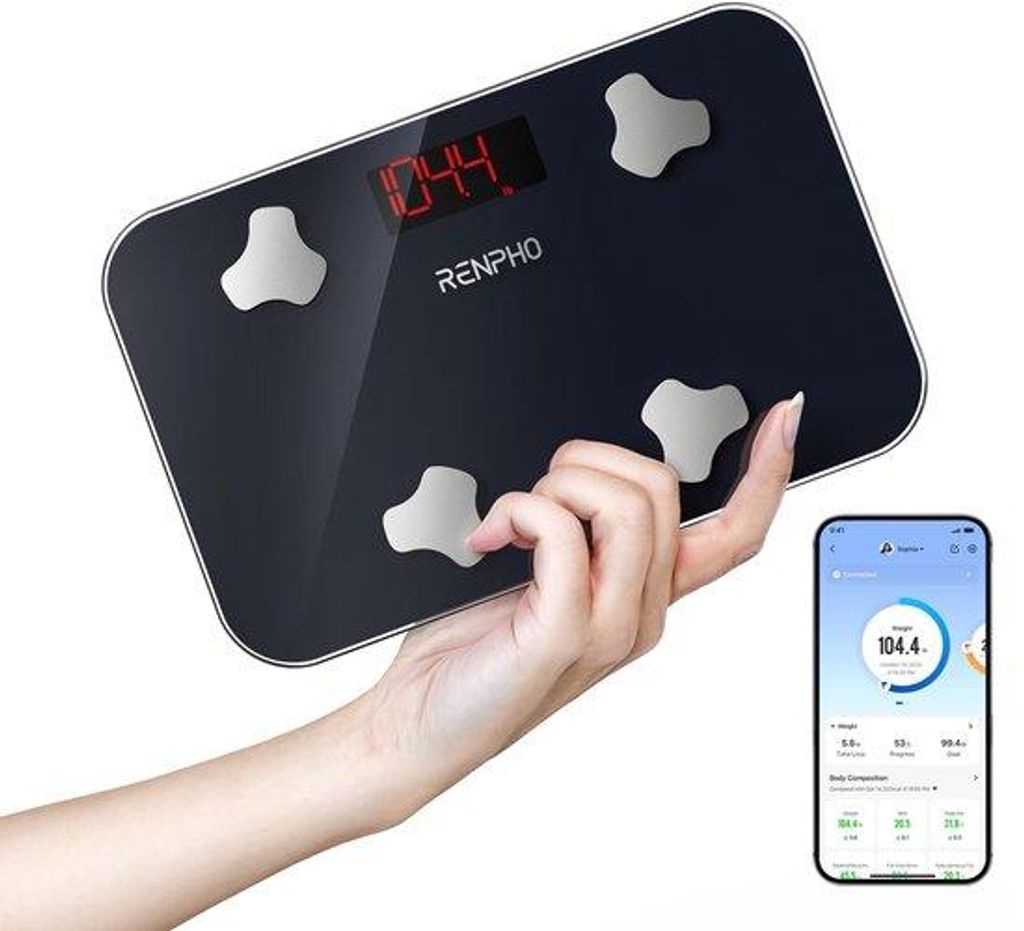 Digitale Weegschaal mit Bluetooth - Compacte und tragbare Smart Weegschaal mit BMI-Messung und Bluetooth-Verbindung