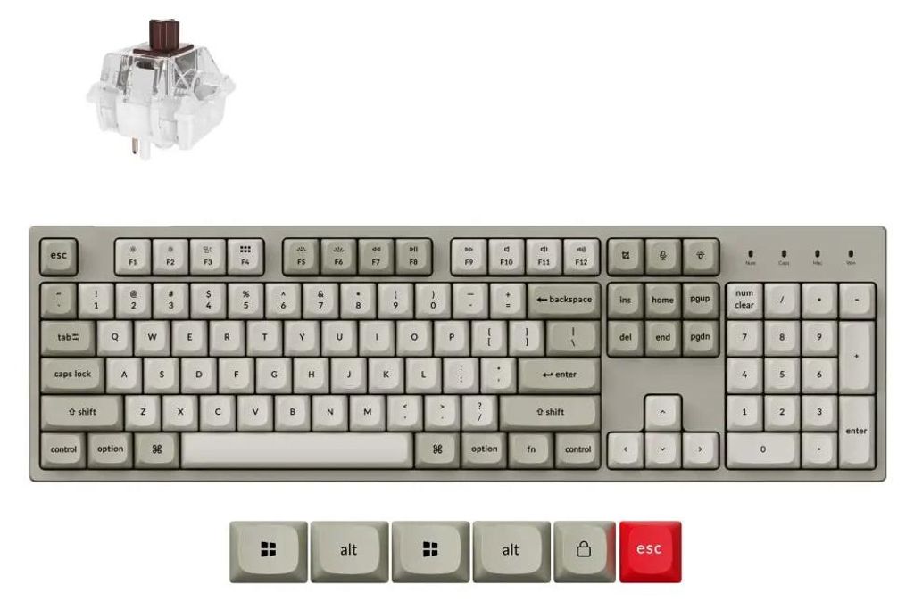 Keychron C2 Pro 8K, Kabel, USB, Mechanický spínač, QWERTY, Obrázek produktu 