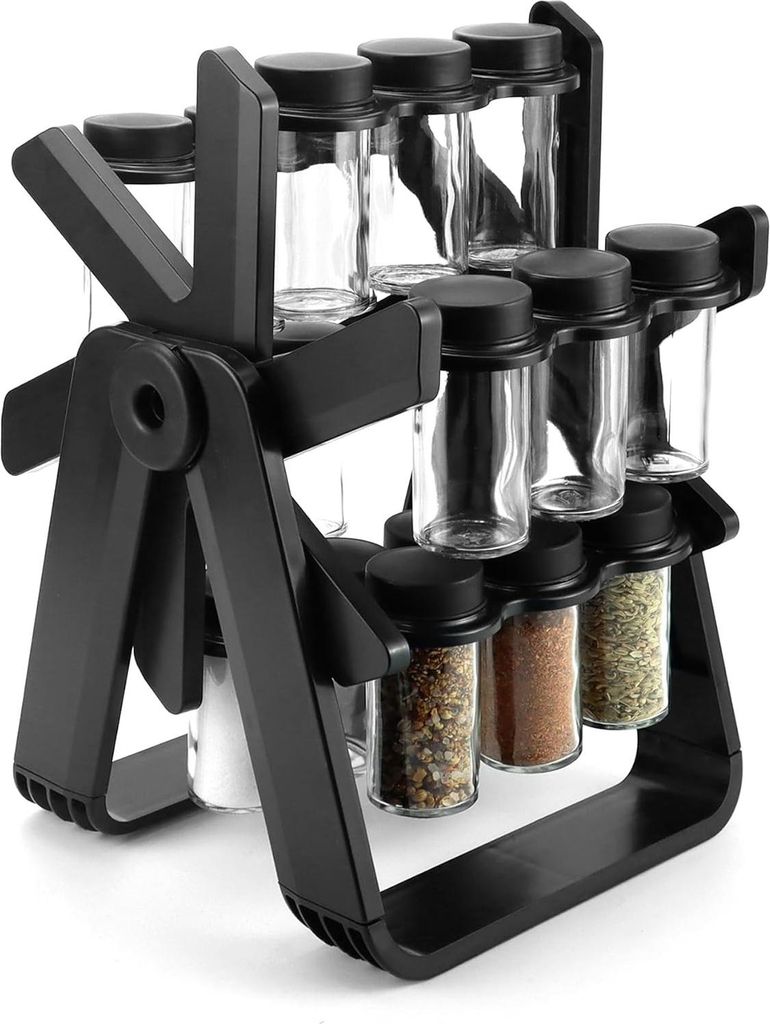 Allecto plus - 360° draaibaar kruidenrek met 18 potjes, inclusief etiketten en markeerstift. Organiseer en label jouw kruiden eenvoudig!