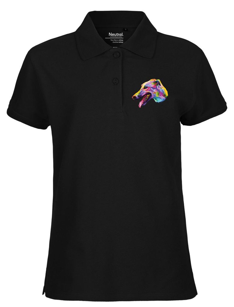 Huuraa Damen Polo Shirt Greyhound Colorful L Black Bio Baumwolle Fairtrade Poloshirt Geschenkidee