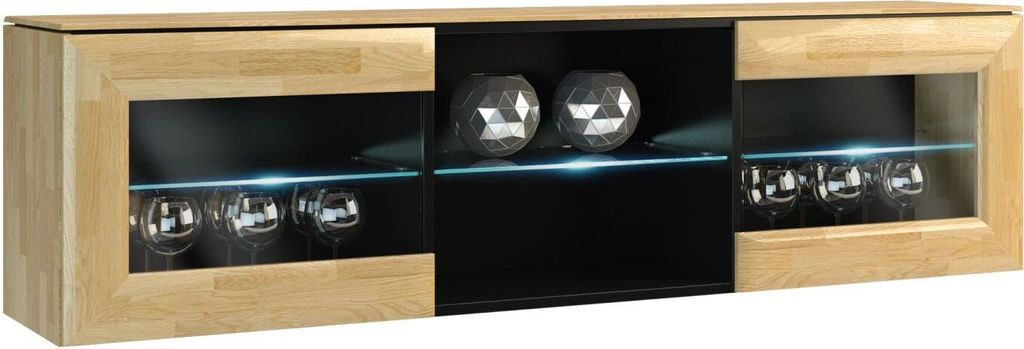 Oberschrank, Hängeschrank, Farbe: Eiche Eiche / Schwarz 48x182x35 cm