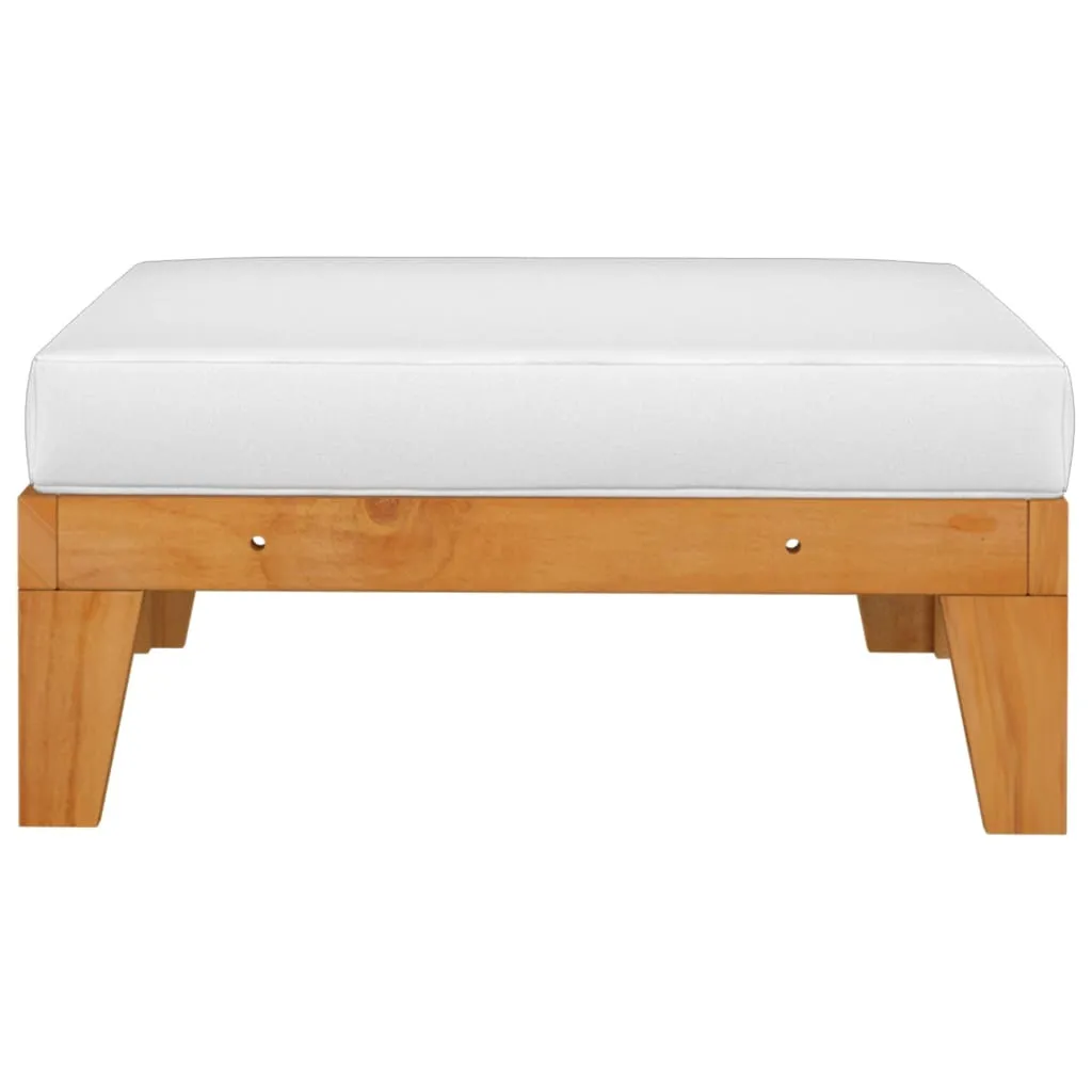 Poggiapiedi modulare con cuscini bianco-crema in legno massiccio di acacia - 4