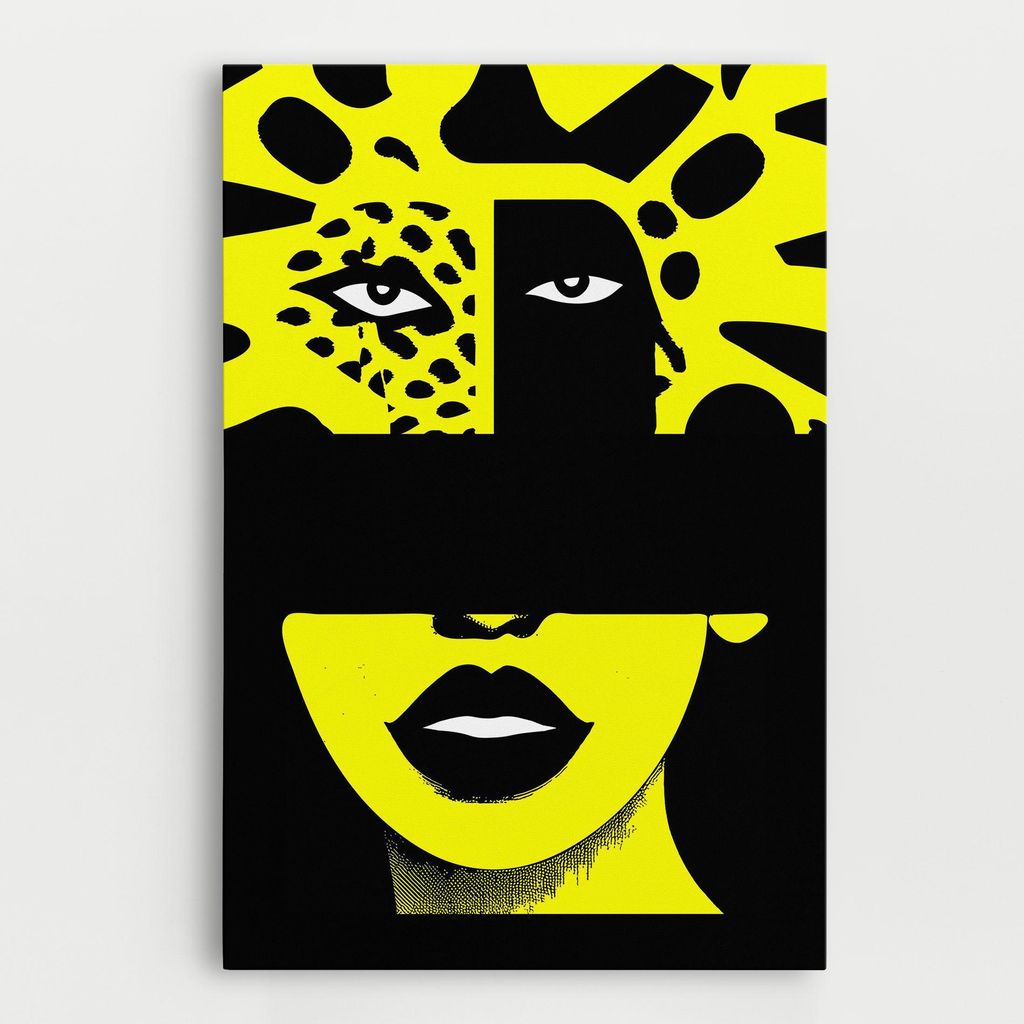 ARTHUB Leinwandbild 20x30 cm, Jaguar Woman Art | Wohnzimmerdekoration, Hängende Bilder, Wanddekoration, Heimdekoration, Moderne, Collagen