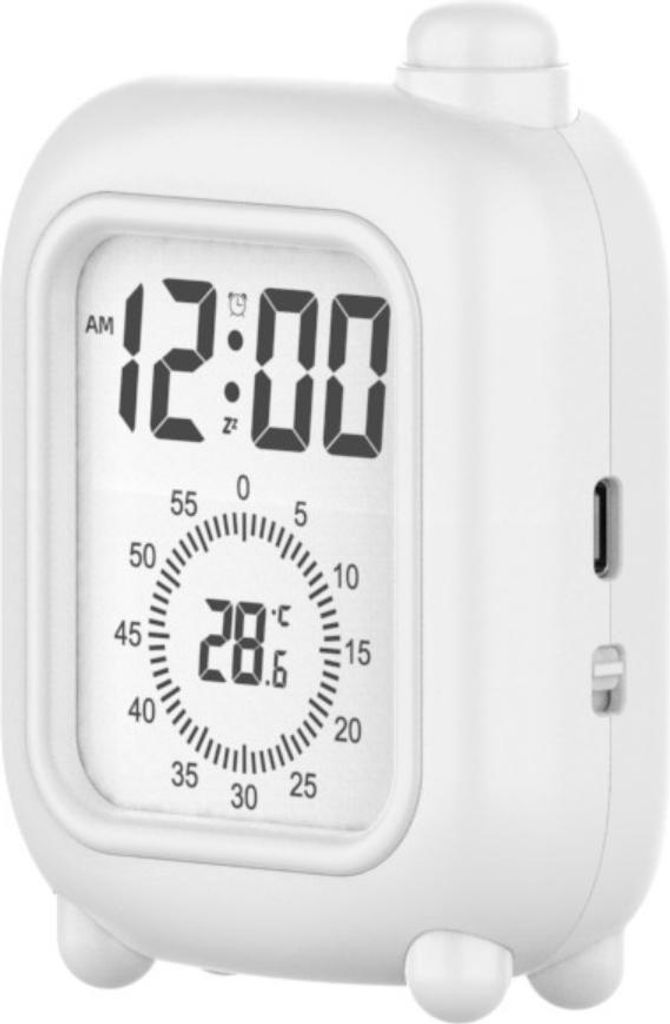 INF Kleiner Koffer Wecker - Aufladbar mit visuellem Timer fürs Lernen Weiß