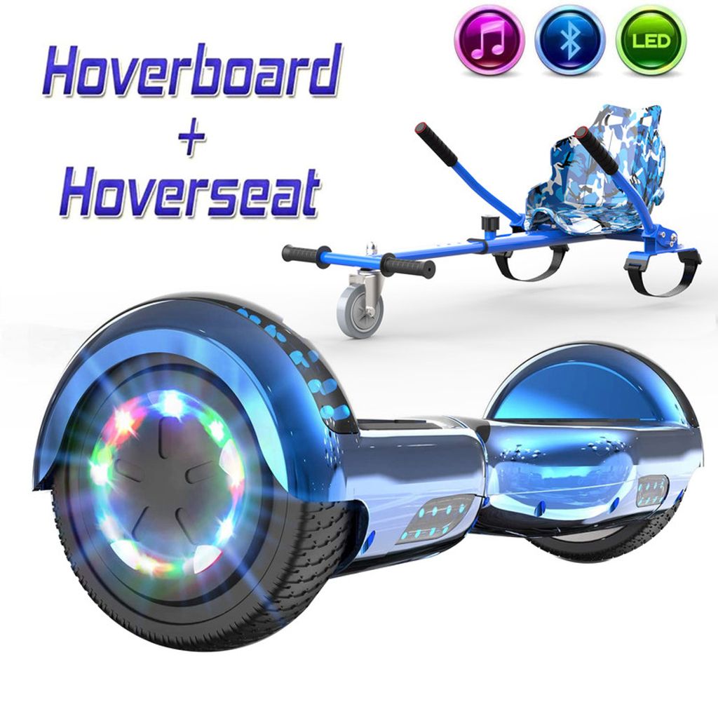 Hoverboard Sitz Galaxie Blau 6,5" Bluetooth Kinder Elektro Scooter Mit Hoverkart 