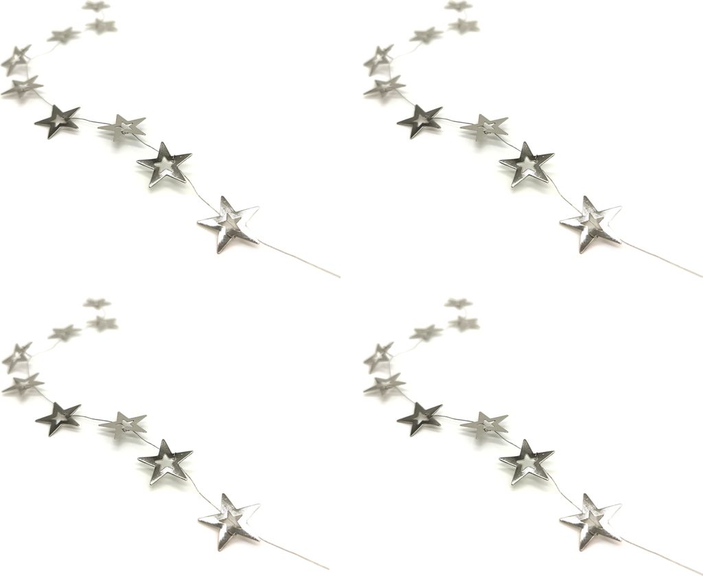 Metall Dekokette 40cm DIY Kerzenkette Bastel-Deko Floral Sterne silber 4 Stück