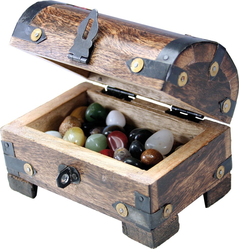 Dekoartikel Bauernkasse klein mit Halbedelsteinen