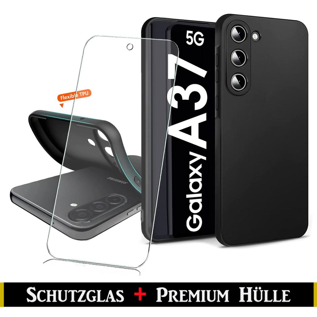 Für Samsung Galaxy A37 5G - Schwarz Silikon Schutz Hülle + Produktbild 