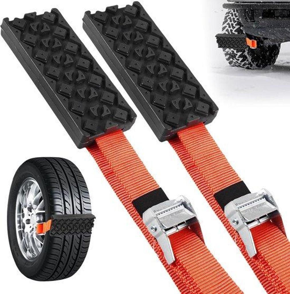 Winterreifenketten, 2 Reifenketten, Auto-Selbstschmierplatten, Reifenbeschutzplatten, Gripbanden, für alle Reifenarten geeignet.