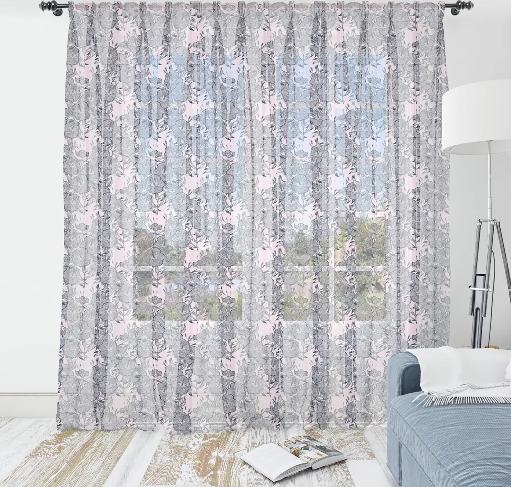 Arazzo Satinato ABAKUHAUS Fiori e Campane Blu Petrolio 135x274