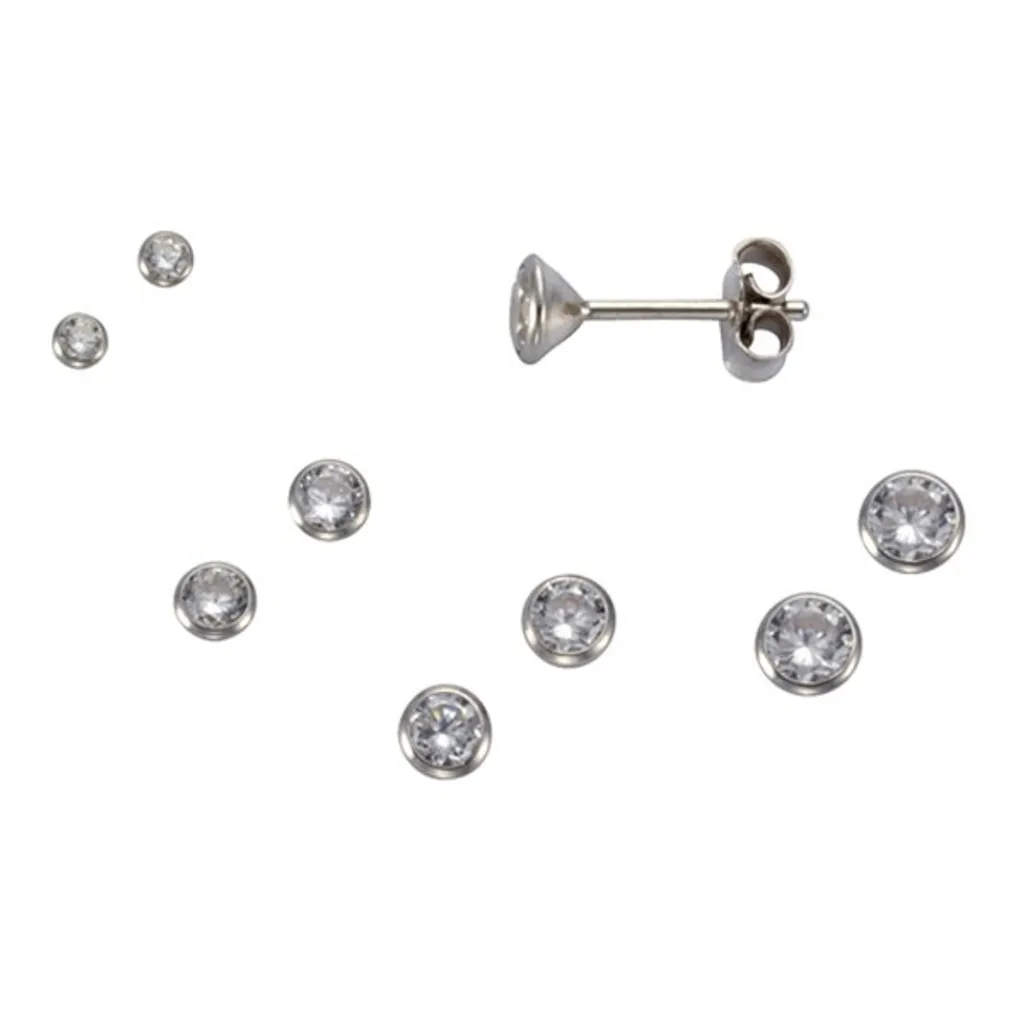 Orecchini a perno in argento 925/- rodiato 1,2 cm di zirconi