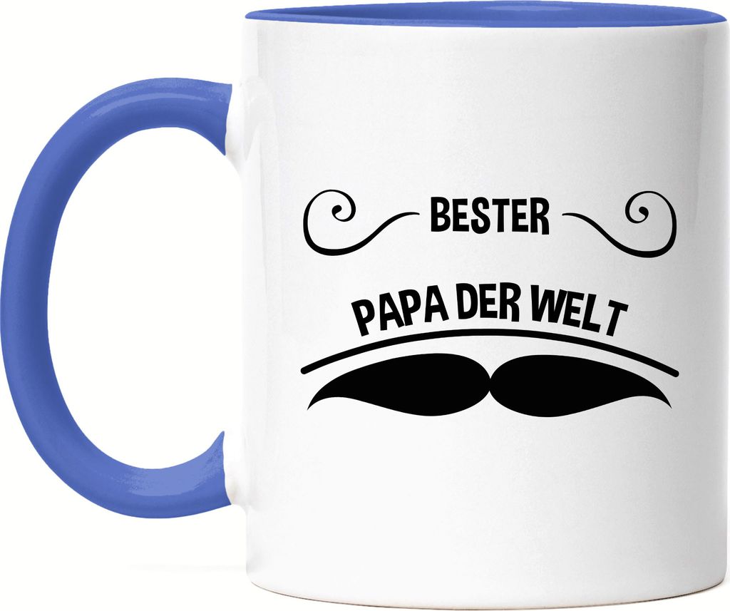 Bester Papa Tasse Blau Spruch Vatertag Geschenkidee Bester Papa Dad Bart