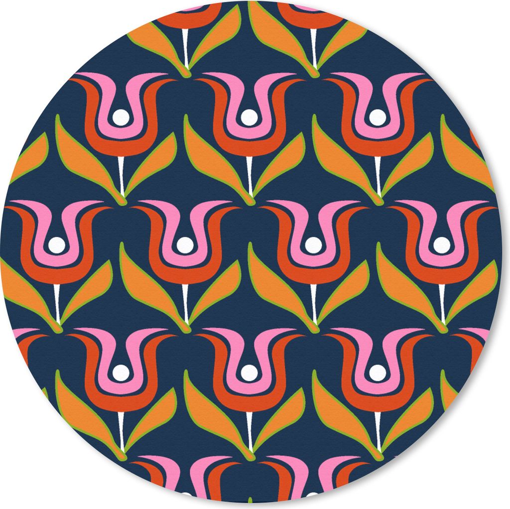 MuchoWow Mauspad Mousepad Retro - Tulpe - Abstrakt - Design 50x50 cm - Mousepads - Maus Mat - Pad - Mausunterlage - Vinyl