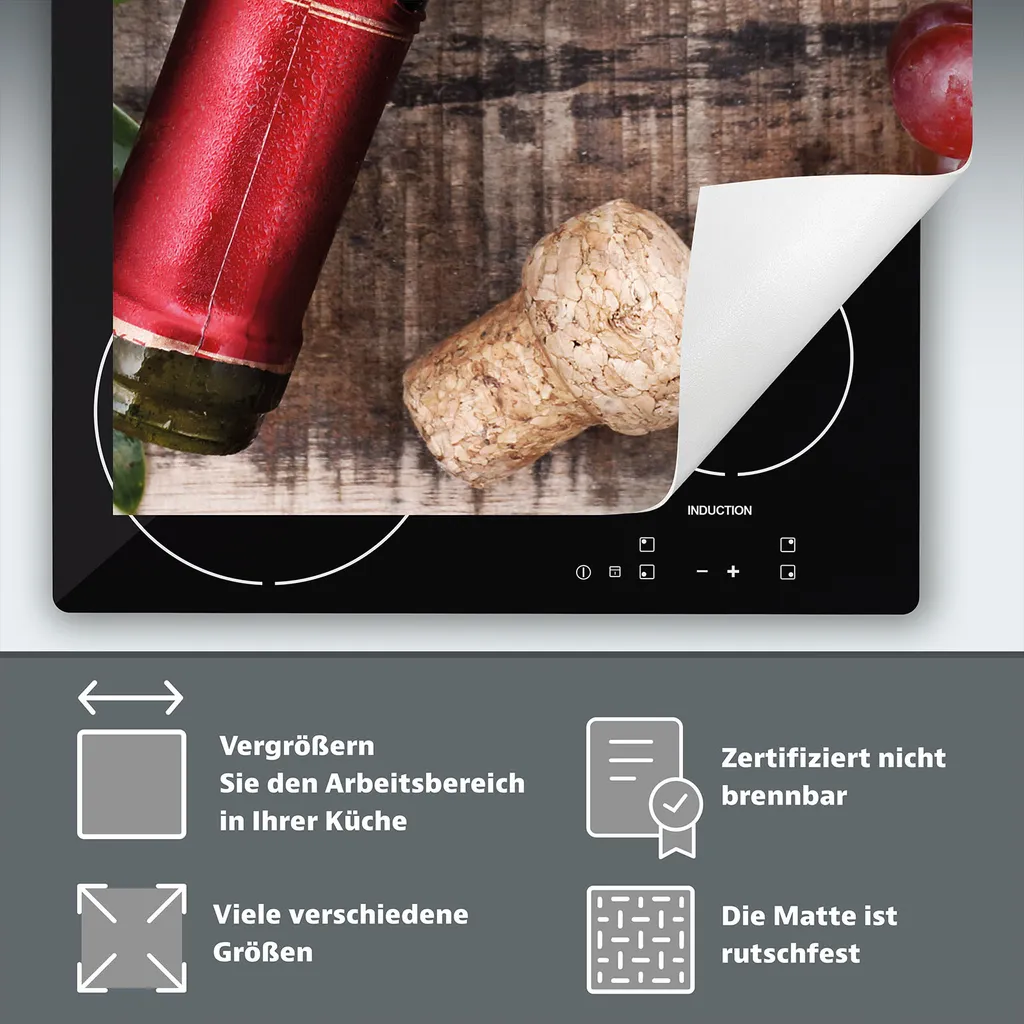 DarHaus Piastra Copertura Stufe 90x52 cm - Tappetino Legno e Vino - 6