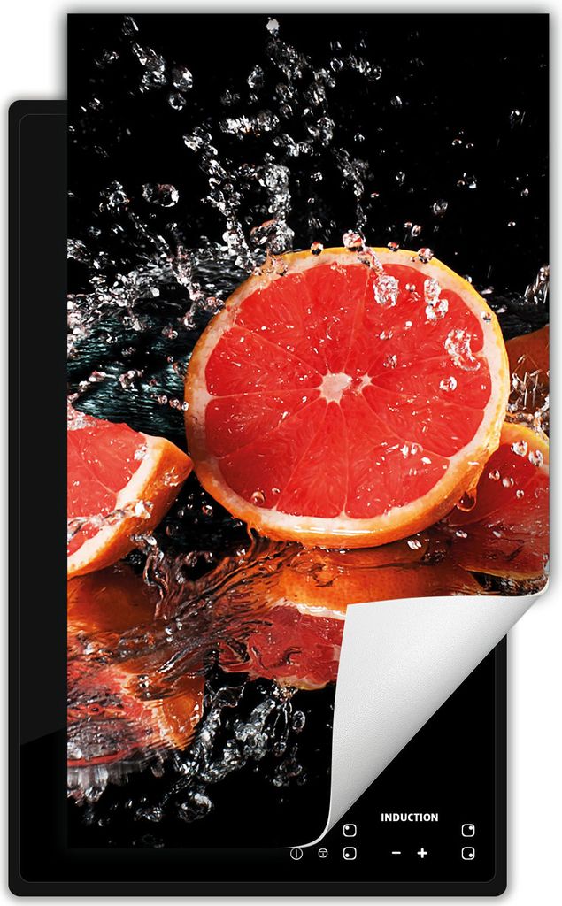 DarHaus Herdabdeckplatte 1 teilig 30x52 cm Anti Rutsch Matte Aufrollbar, schwarz - Grapefruit