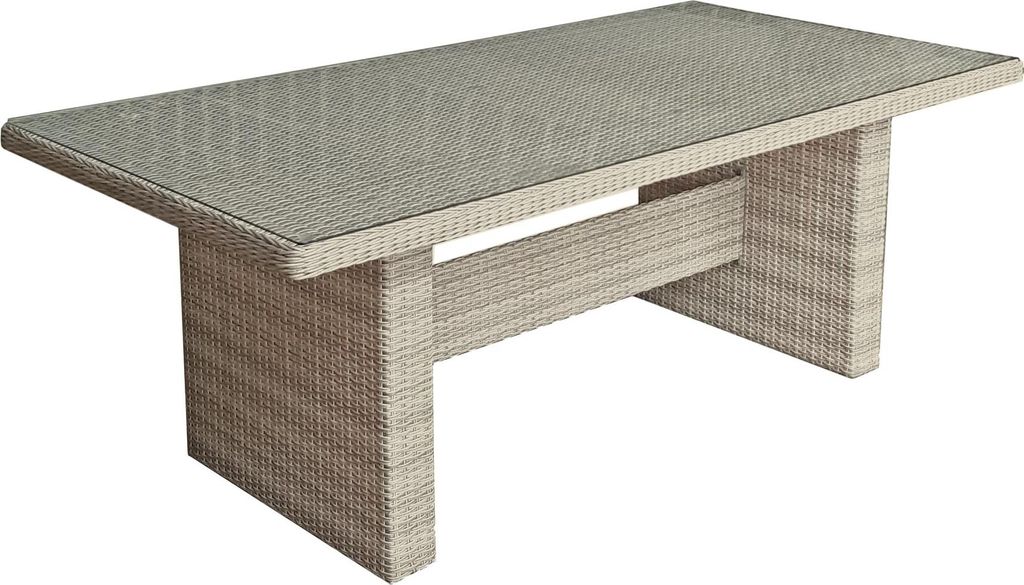 Gartentisch DELHI - Kunststoff, Sesamgrau, 200x100x75cm | Terrassentisch Wetterfest Outdoor Glastisch