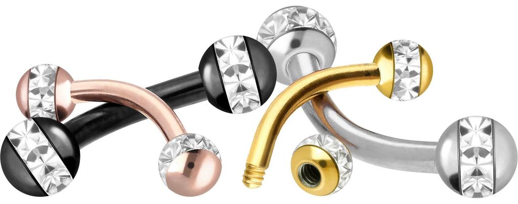 Bauchnabel-Piercing, Rook Piercing Chirurgenstahl Banane EPOXY-RING-KUGELN Schwarz Stablänge: 8mm | Stabstärke: 1,2mm