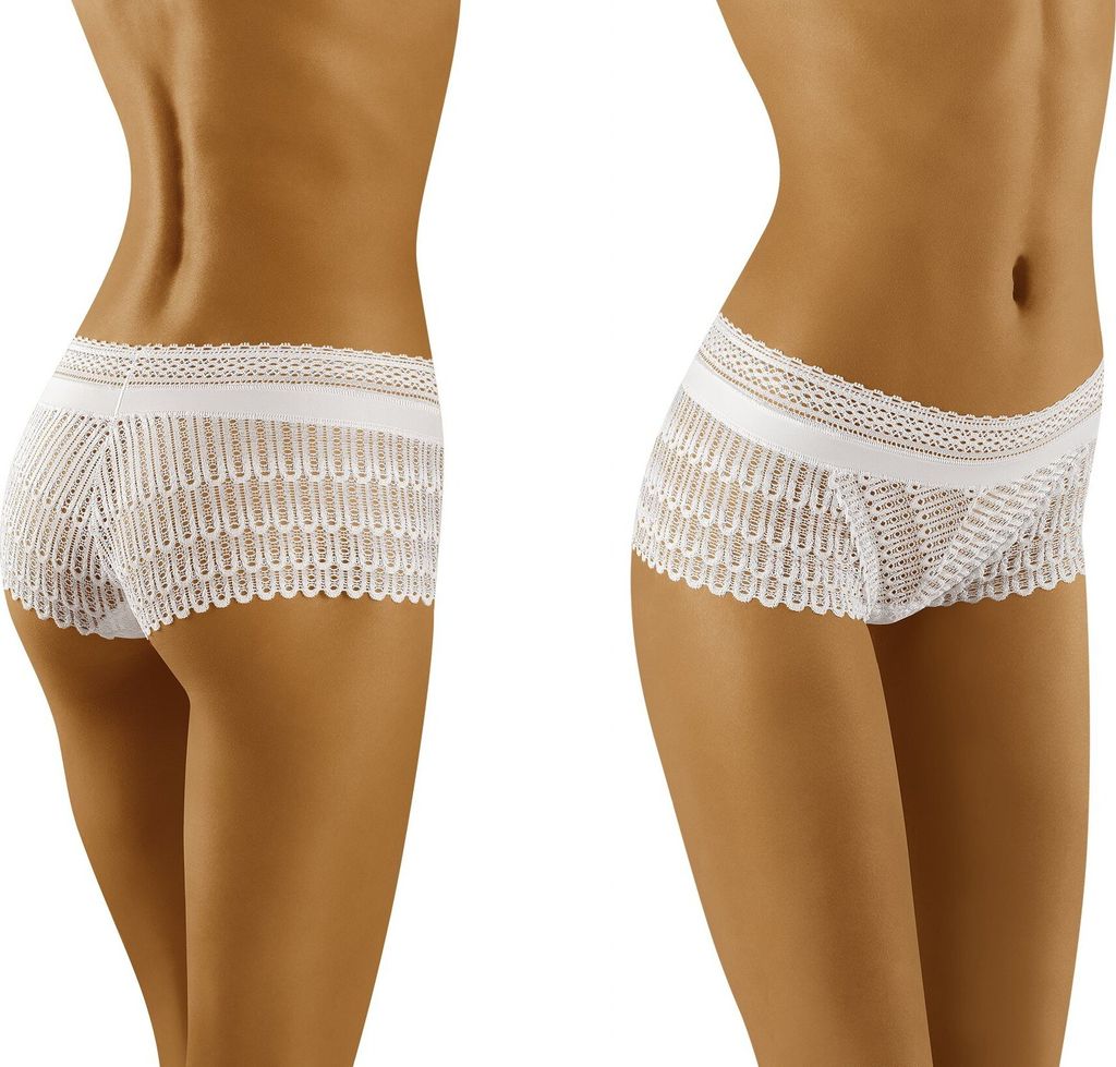 Wolbar Damen Hipsters Unterhose Unterwäsche Ajour-Spitze WB419, weiß, S