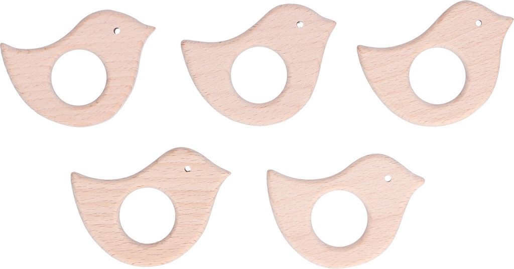5Pcs Vogel Form Baby Beißring Schmerzen Relief Holz Zahnen Spielzeug DIY Pendent Handarbeit Zubehör