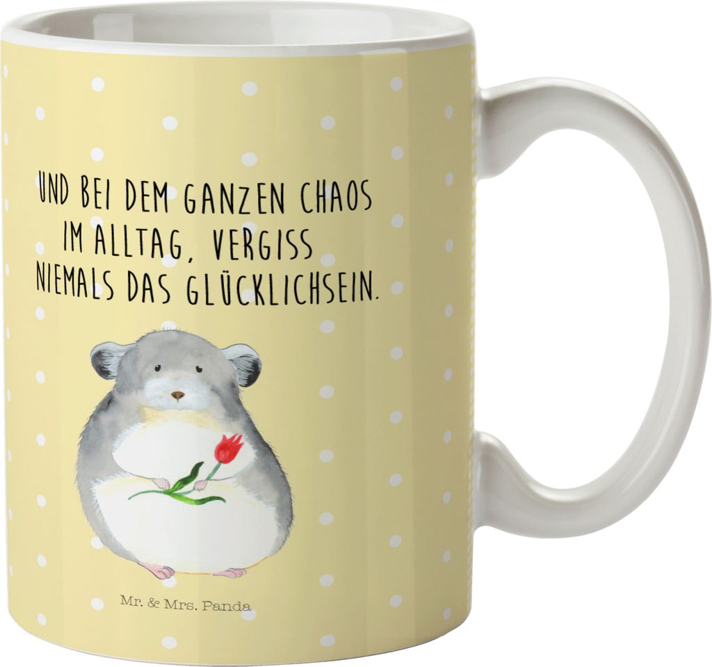 Mr. & Mrs. Panda Kinderbecher Chinchilla Blume - Gelb Pastell - Geschenk, Chinchillas, Lustige Sprüche, Chaos, Trinklernbecher, Kindertasse, Mehrw...