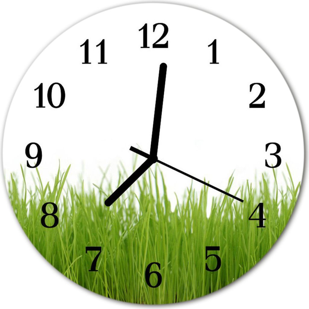 Glasuhr Wanduhr Küchenuhr Echt-Glas 30fi cm Gras grün