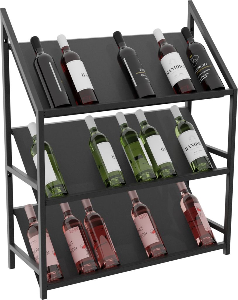 MetaloPro Weinregal Bordeaux – Schwarzes Metallregal Für 30 Weinflaschen, Modernes, Minimalistisches Design, Ideal Für Küche, Keller, Bar – ...