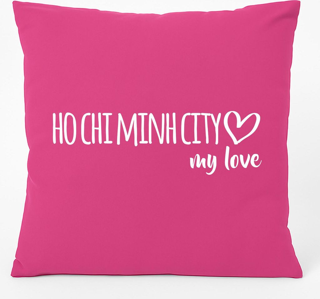 Huuraa Couchkissen Ho Chi Minh City my love Geschenk 40x40cm mit Füllung Fuchsia Baumwolle Ho Chi Minh City Souvenir