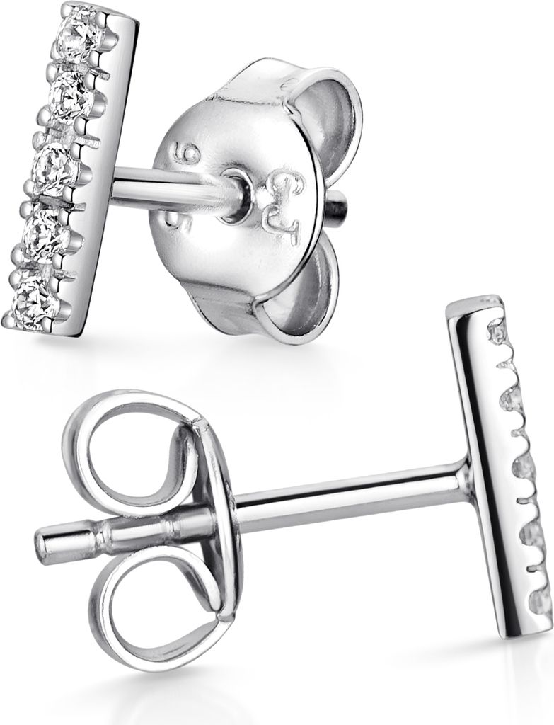 MATERIA Ohrstecker Stab Silber 925 rhodiniert mit Steinen SO-447-Silber