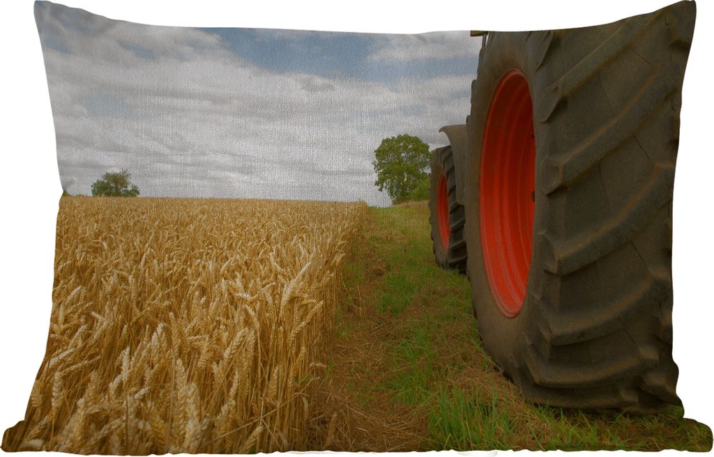 MuchoWow Outdoor Kissen - Traktor - Räder - Weizen - 50x30 cm - Wetterfest - Lounge Kissen - Sofa kissen - Wohnzimmer Dekoration