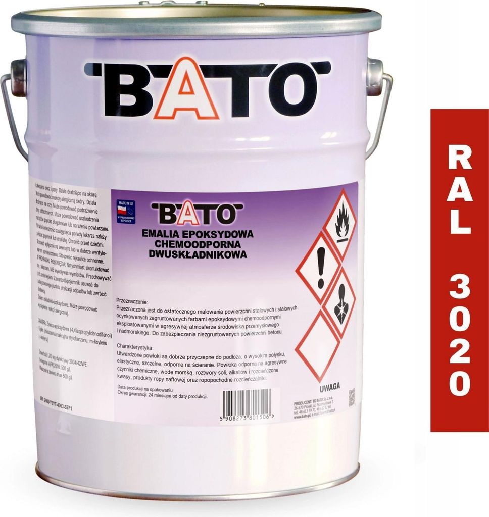 Zweikomponenten-Epoxid-Emalie Rot Ral 3020 A 9,5 L (7 L Farbe + 2,5 L Härter)