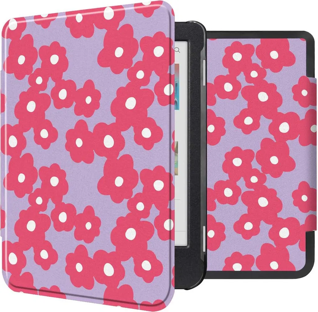 Custodia rigida slim imoshion Design con chiusura a libro Kobo Clara Colour / BW - Dusty Rose Blossom