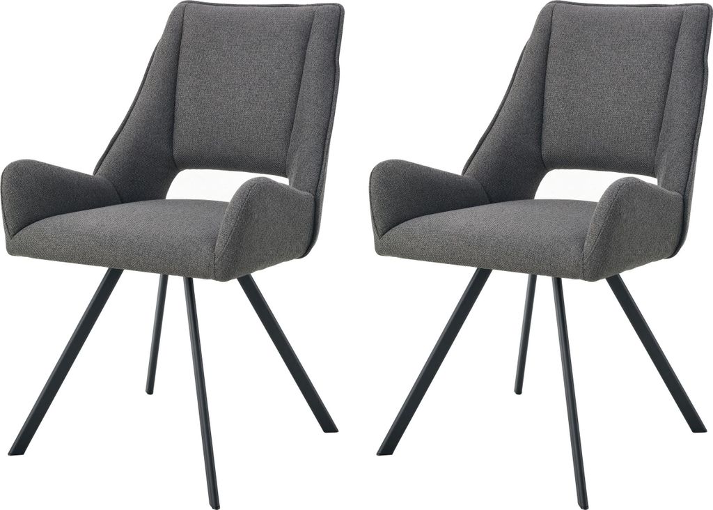 xonox.home Stuhl 2er Set Helen Webstoff anthrazit (B/H/T): 56 x 91 x 63 cm