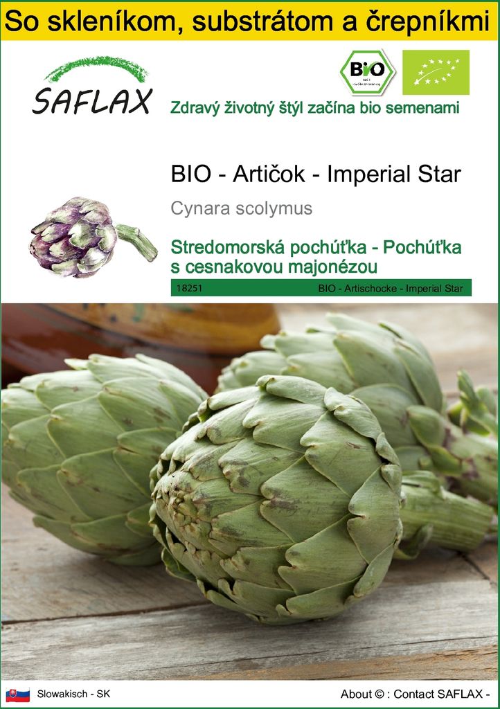 SAFLAX Kultivačný set - BIO - Artičok - Imperial Star - Obrázok produktu 