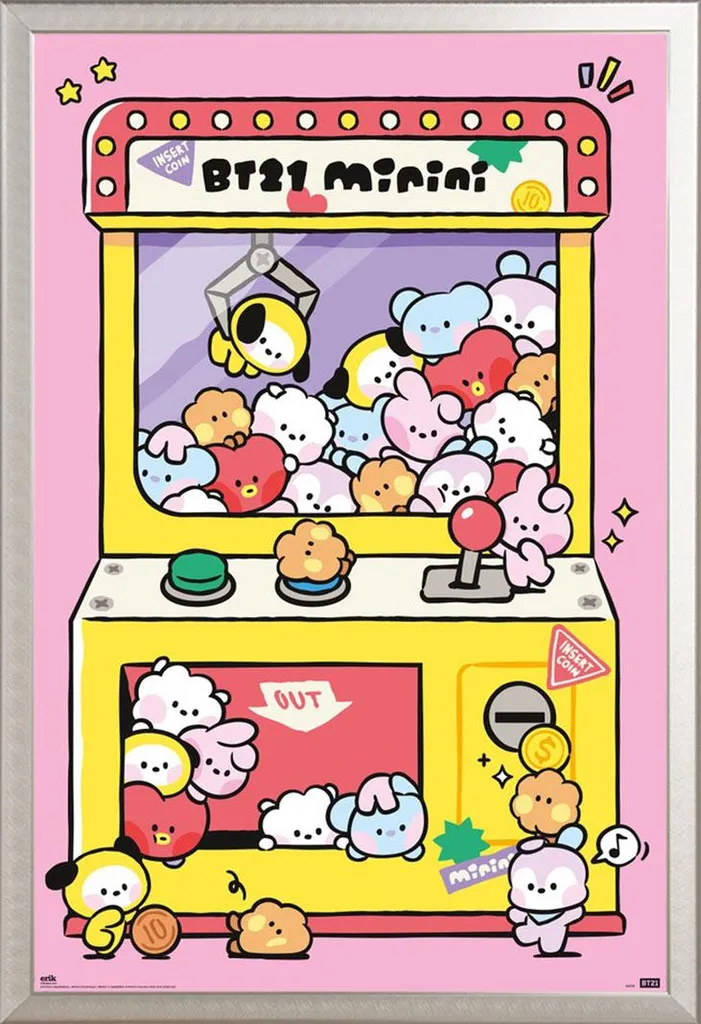 Regalo Perfetto BT21: Poster Incorniciato con Vetro Acrilico Sicuro