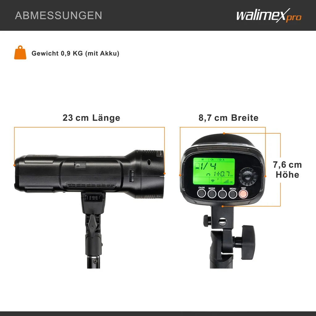 Éclairage extérieur professionnel Flash Walimex pro Mover 200 TTL 200Ws