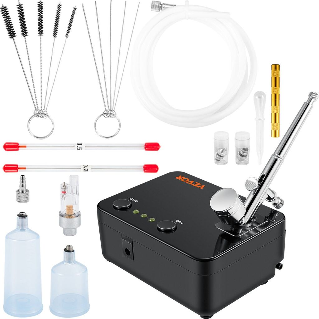 Dual Action Airbrush Set mit Lackierpistole, 30 psi ± 15 % Luftkompressor 220 V Airbrushpistole Set für Make-up, Maniküre, Tätowierung, Malerei...