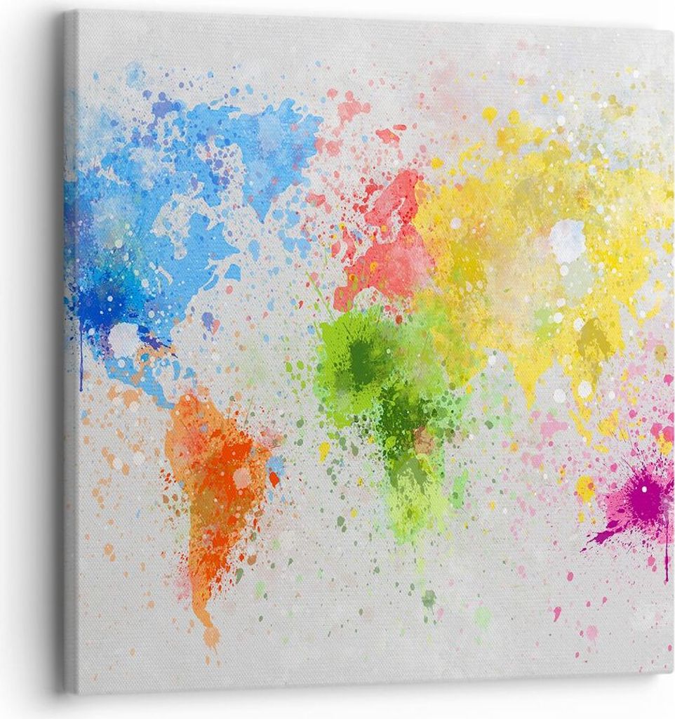 Bild auf Leinwand - Leinwandbild - Karte Welt modern - Produktbild 
