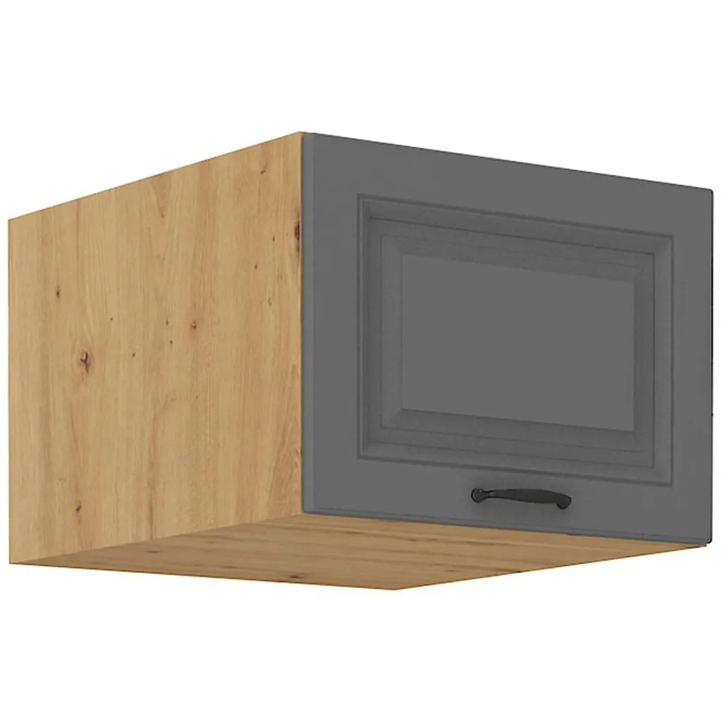 Armadietto superiore con anta a battente SOPHIA - larghezza 50 cm, grigio / rovere artisan