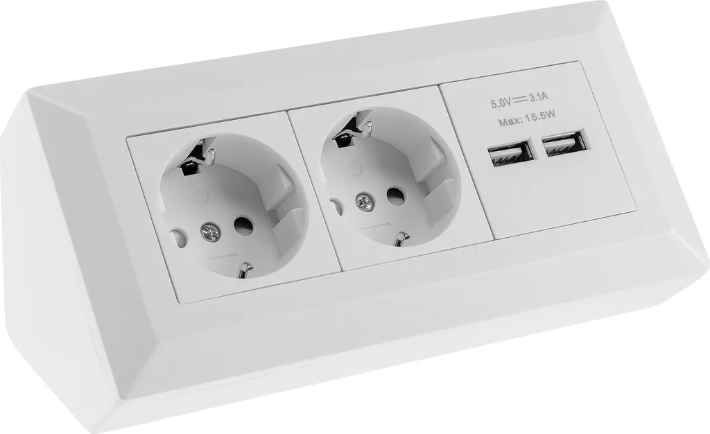 Presa Angolare Professionale 2 Vie con 2 USB 3.1A | Alta Qualità