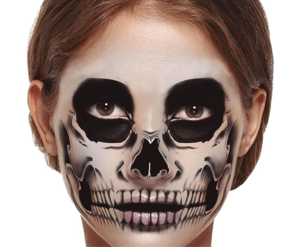 Dočasné tetování na obličej skeleton - kostlivec - lebka - Obrázek produktu 