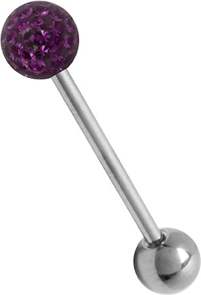 Piercing Lingua Titanio Ametista Cristallo 5mm - Gioiello Luxury G23
