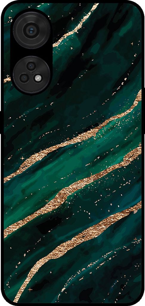 Smartphonica Telefon Fall geeignet für Oppo Reno8T 4G mit Marmor-Druck - TPU zurück Abdeckung Fall Marmor-Design - Grün Gold