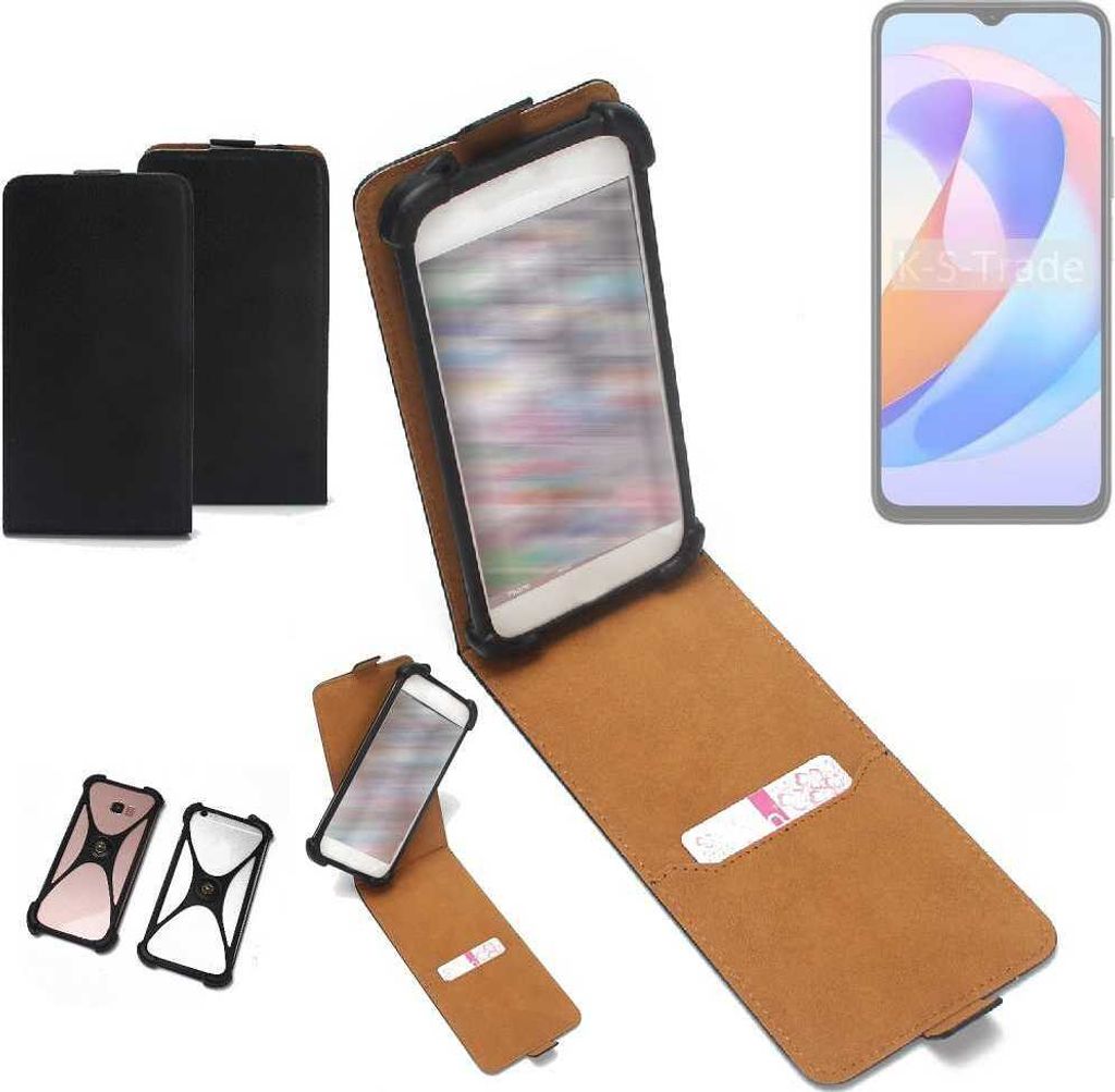 K-S-Trade Handyhülle Schutzhülle kompatibel mit Honor Play 40S 5G Hülle Case Cover Flip Style Bumper schwarz 1x