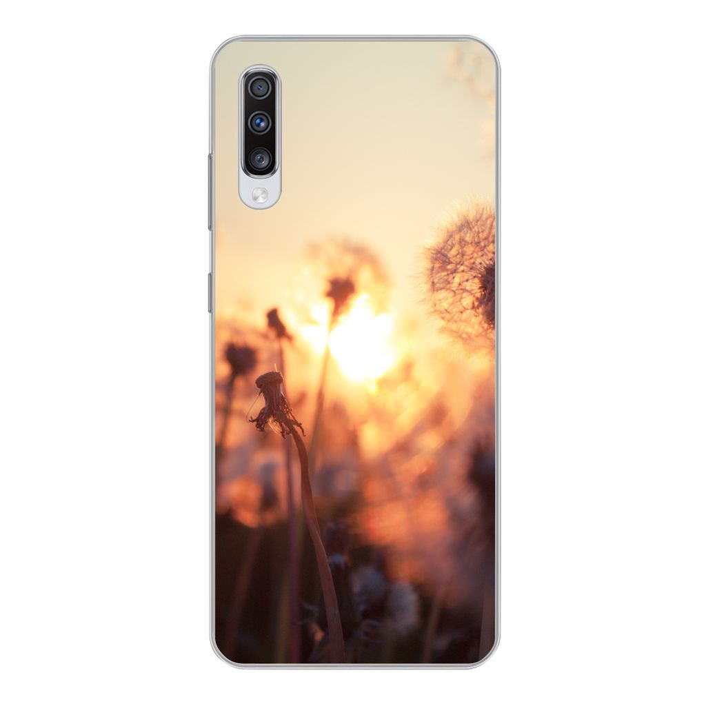 MuchoWow Handyhülle Schutzhülle Hülle für Samsung Galaxy A70 Löwenzahn - Sonnenuntergang - Frühling Silikon Softcase Handy Hülle - Schutzh...