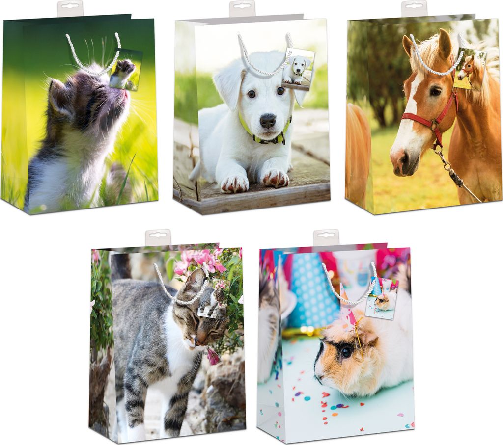 10 Geschenktaschen, Sortiment, Large / A4-Format Tiere 25,00 € pro Tüte 2,50