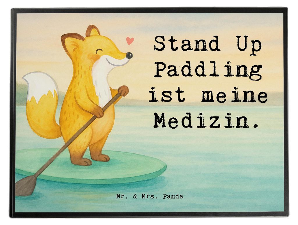 Mr. & Mrs. Panda tischpad Fuchs Stand Up Paddling Design - Weiß - Geschenk, Subben, schreibtischmatte, tischschutzmatte, Schenken, schreibtischunt...