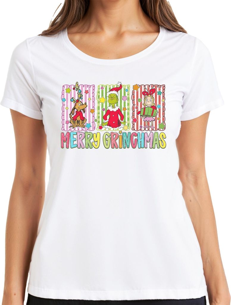 Merry Grinchmas Weihnachtsgeschenk Kinder Cindy Lou Max lustig Damen T-Shirt, Weiß, M