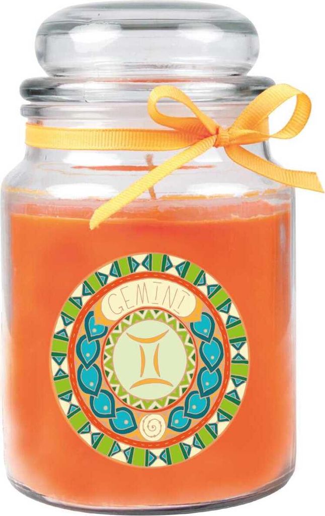 HS Candle "Sternzeichen" Duftkerze im Bonbonglas ( Zwillinge ) - viele Motive zur Auswahl, 500g - Brenndauer bis zu 110 Std - Gemini