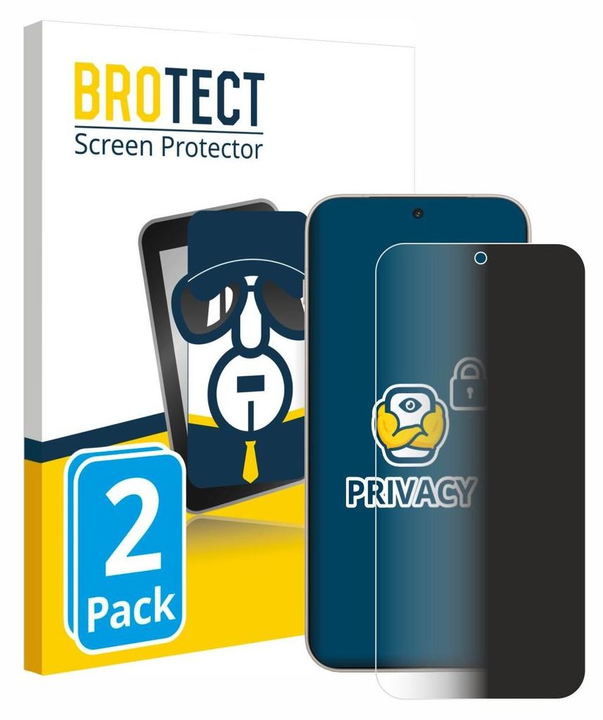 A product packaging for screen protectors, showing the packaging and two screen protectors on display.